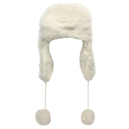 Adorable white cream faux fur hat with ear flaps and... - Depop