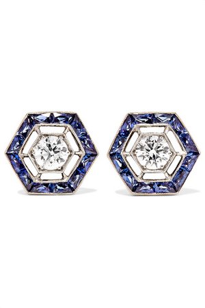 Fred Leighton | Boucles d'oreilles en or blanc 18 carats, saphirs et diamants Collection | NET-A-PORTER.COM