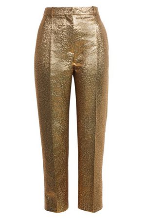 Valentino Slim Leg Metallic Crop Trousers | Nordstrom