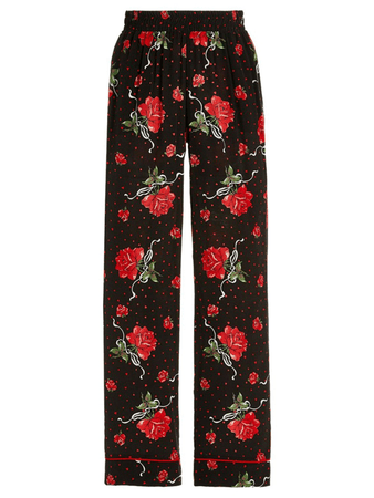 ModeSens Rodarte Printed Silk Crepe De Chine Wide-leg Pajama Pants