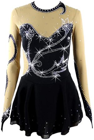 Amazon.com: Art Gymnastics Dress Ice Figure Skating Dress for Girls Women Long-Sleeved Black: Clothing