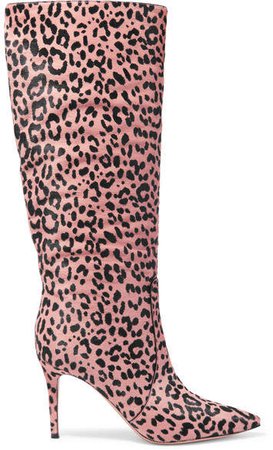 Levy 85 Leopard-print Calf Hair Knee Boots - Leopard print