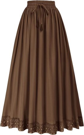 Amazon.com: Scarlet Darkness Womens Drawstring Long Skirts Pleated Renaissance Costume w/Pocket Olive Green M : Clothing, Shoes & Jewelry