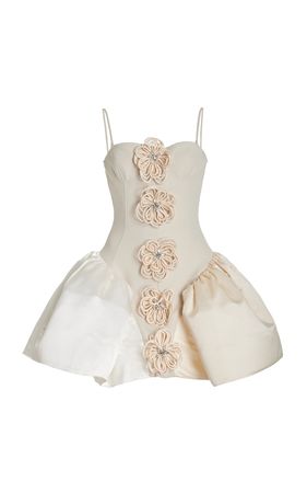 Flora Cyclone Embellished Knit-Satin Bustier Mini Dress By Harbison | Moda Operandi