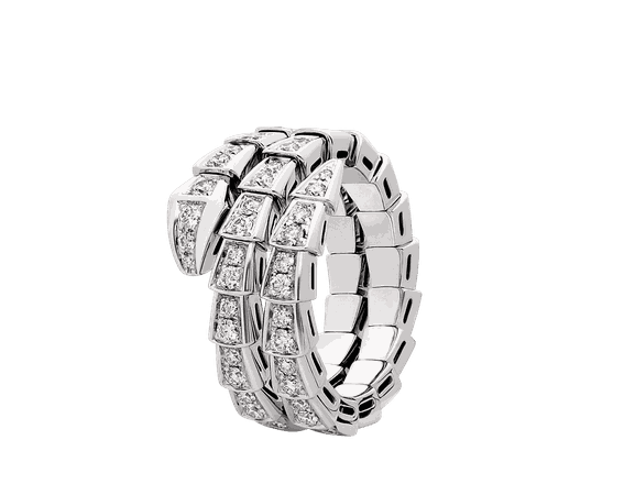 Bvlgari, Serpenti Viper Ring in White Gold and Diamonds