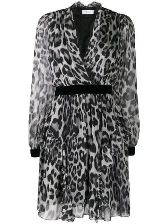Black Blumarine leopard print wrap dress - Farfetch
