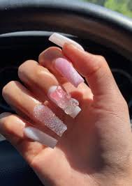 white nails with pink charms - Google Search