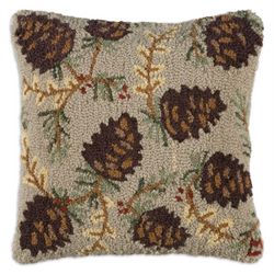 Hooked Wool Pine Cone Pillows