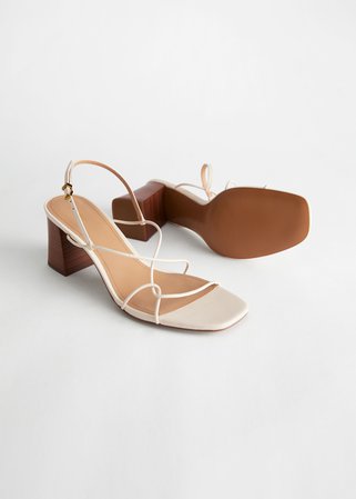 Strappy Leather Heeled Sandal - White - Heeled sandals - & Other Stories