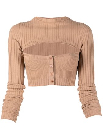 Shop ADAMO cut-out cropped knit top with Express Delivery - FARFETCH
