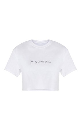 Plt Tall Black Slogan Cropped T-Shirt | Tall | PrettyLittleThing USA