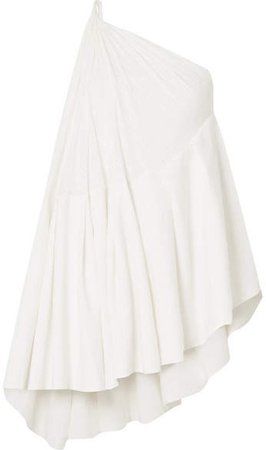 Affi One-shoulder Asymmetric Cotton-blend Mini Dress - White