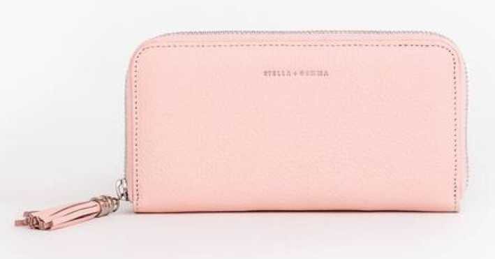 blush pink peach clutch wallet