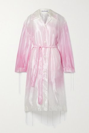 Belted Ombre Organza Trench Coat - Pink