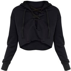 Pinterest - Saige Black Lace Up Cropped Hoodie ($18) ❤ liked on Polyvore featuring tops, hoodies, crop top, crop top/t-shirt, jackets, lace u | My polyvore