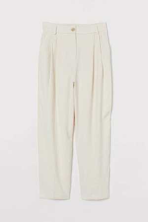 Fitted Twill Pants - Beige