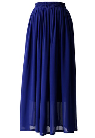 Blue Pleated Maxi Skirt - Skirt - BOTTOMS - Retro, Indie and Unique Fashion
