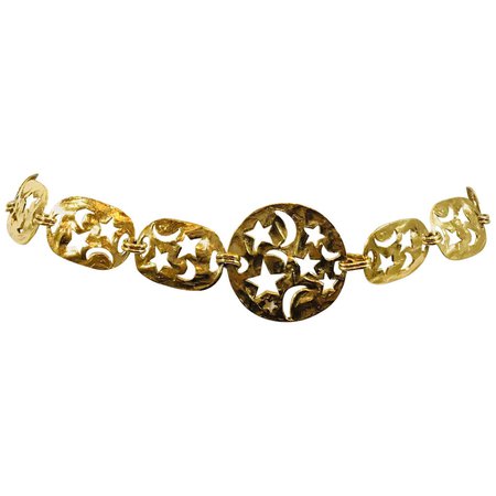 Yves Saint Laurent Rive Gauche Stars And Moon Chain Belt For Sale at 1stDibs
