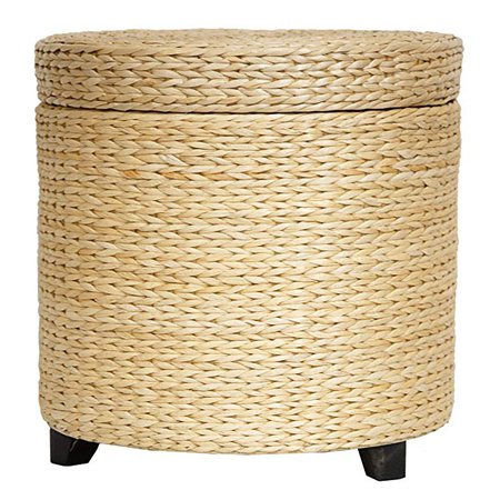 Oriental Furniture Price Bargain Design End Table, 17-Inch Woven Water Hyacinth Rattan Style Round Lidded Foot Stool Basket, Natural: Amazon.ca: Home & Kitchen