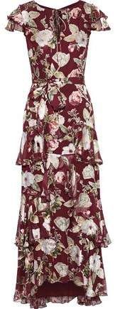Jenny Tiered Floral-print Fil Coupe Chiffon Maxi Dress