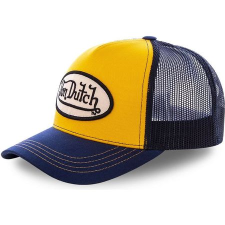 yellow and blue von dutch hat