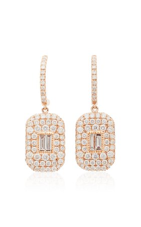 18K Rose Gold Pave Diamond Essential Baguette Drop Earrings by Shay | Moda Operandi