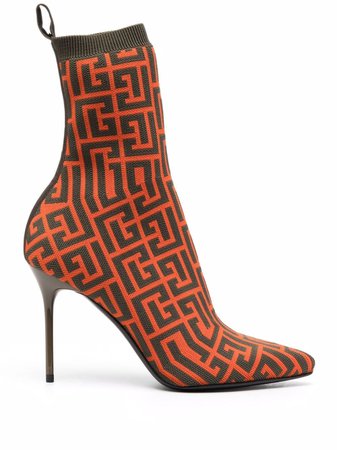 Shop Balmain Skye monogram knit boots with Express Delivery - FARFETCH