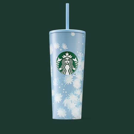 Light Blue Floral Cold Cup 16oz | Starbucks