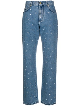 Shop Philosophy Di Lorenzo Serafini crystal-embellished high-rise straight-leg jeans with Express Delivery - FARFETCH