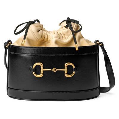 Black / Butter Leather Gucci 1955 Horsebit Bucket Bag | GUCCI® IT