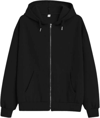 baggy black zip up hoodie