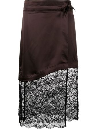 GANNI lace-panel Wrap Skirt - Farfetch