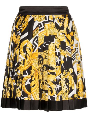 Versace Baroque Print Pleated Mini Skirt | Farfetch.com
