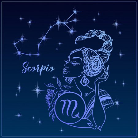 Zodiac sign scorpio as a beautiful girl. Vector | Premium Download