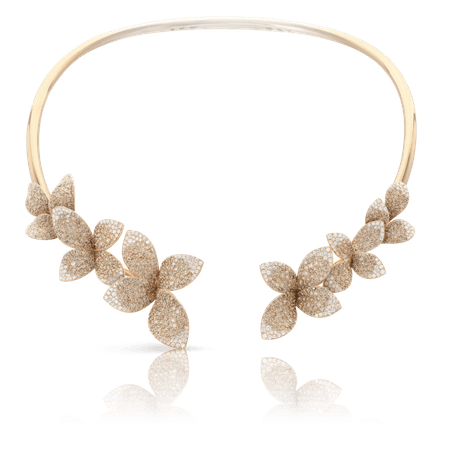 18k Rose Gold Giardini Segreti Necklace with White and Champagne Diamonds