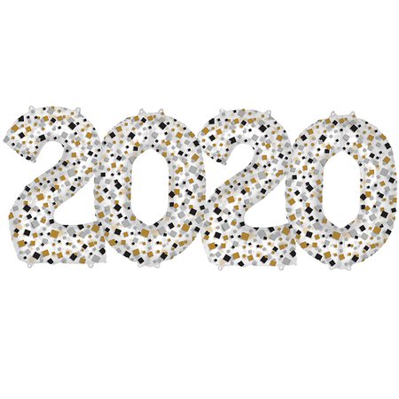 34in Black, Clear, Gold & Silver 2020 Number Balloons 4pc | Party City Canada