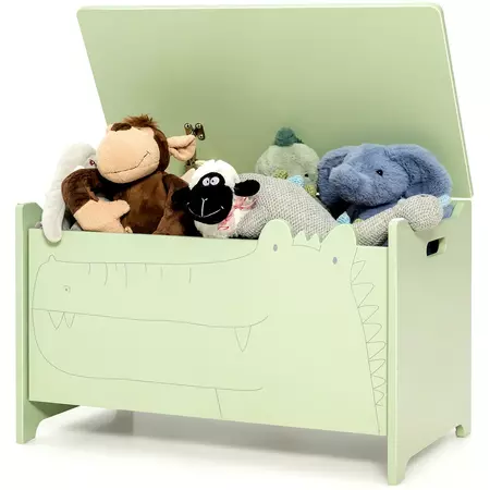 Costway Kids Toy Box w/Safety Hinge Wood Storage Chest Flip-Top - See Details - Bed Bath & Beyond - 36743922
