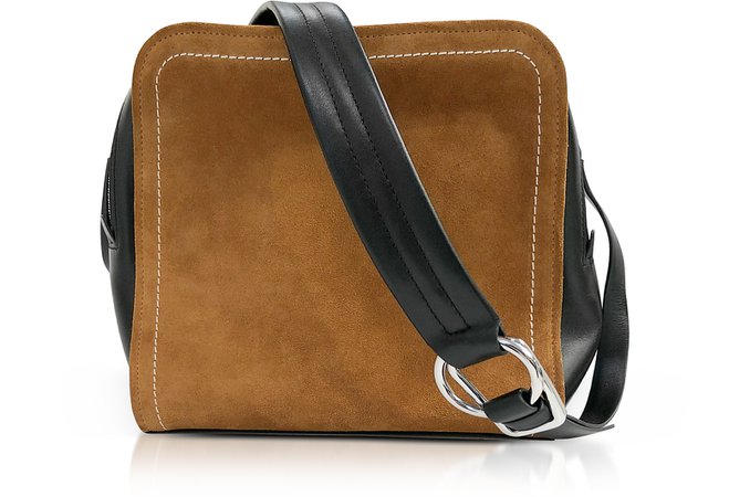 3.1 Phillip Lim Black Leather and Cinnamon Suede Hudson Square Crossbody Bag at FORZIERI