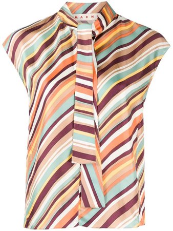 Marni striped pussybow blouse