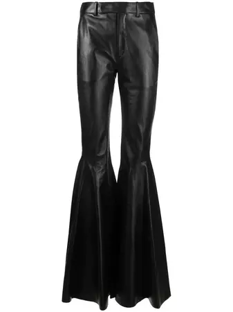 Saint Laurent Flared Leather Trousers - Farfetch