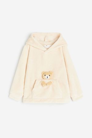 Capuchonsweater met applicatie - Roomwit/teddybeer - KINDEREN | H&M NL