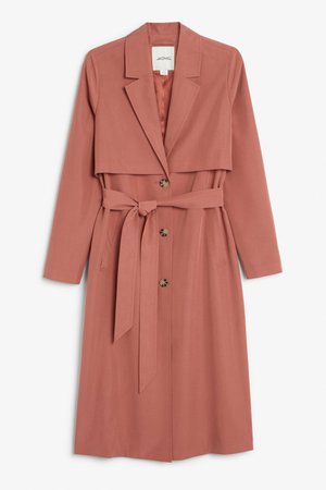 Soft trench coat - Peach jam - Coats & Jackets - Monki GB