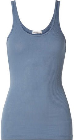 The Daily Ribbed Stretch-supima Cotton Tank - Blue