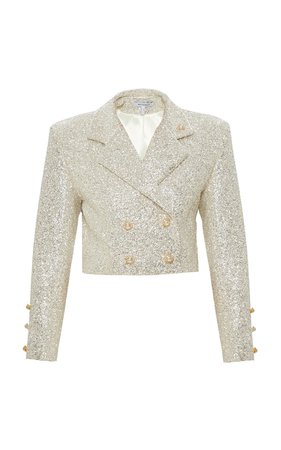 Mach & Mach Glitter Jacket With Pearl Buttons