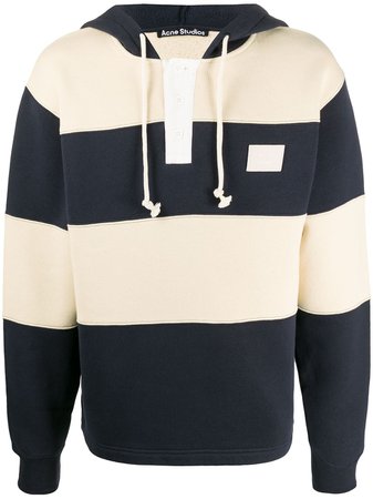 Acne Studios Face Hooded Rugby Striped Hoodie - Farfetch