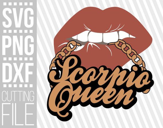 Scorpio Queen svg Gold chain svg biting lips svg Zodiac | Etsy