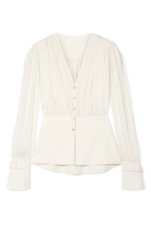 Chloé | paneled silk-chiffon and cady blouse
