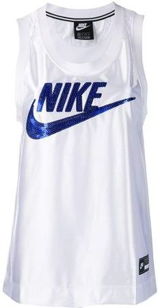 white blue sequin jersey top nike sport