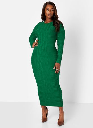 Get It Right Heavy Knit Bodycon Maxi Dress - Green – REBDOLLS