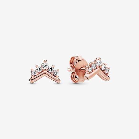 Tiara Wishbone Stud Earrings | Rose Gold | Pandora Canada